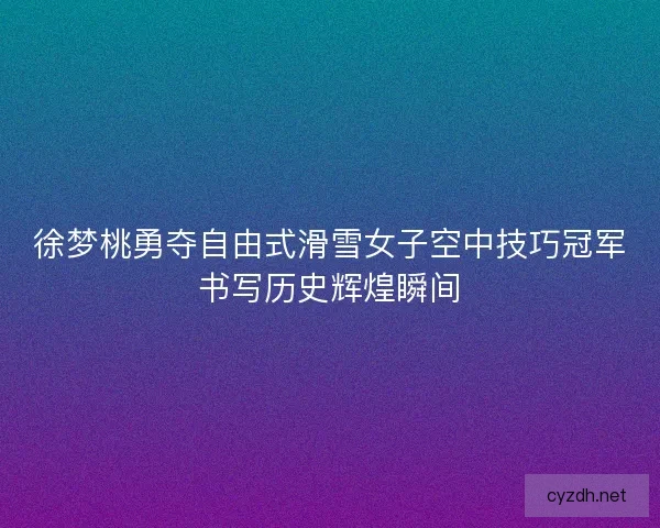 徐梦桃勇夺自由式滑雪女子空中技巧冠军书写历史辉煌瞬间